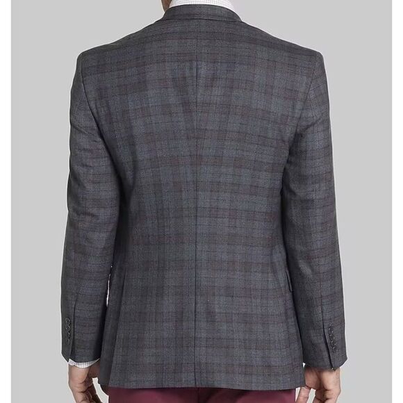 Jos A‎ BANK Windowpane Sportcoat Blazer Jacket Size 44R Grey Plaid D070405 16WC - Picture 3 of 9